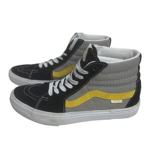 VANS Mens 7.5 Sneakers POPCUSH BMX HI Black Yellow Canvas Professional BMX Shoe